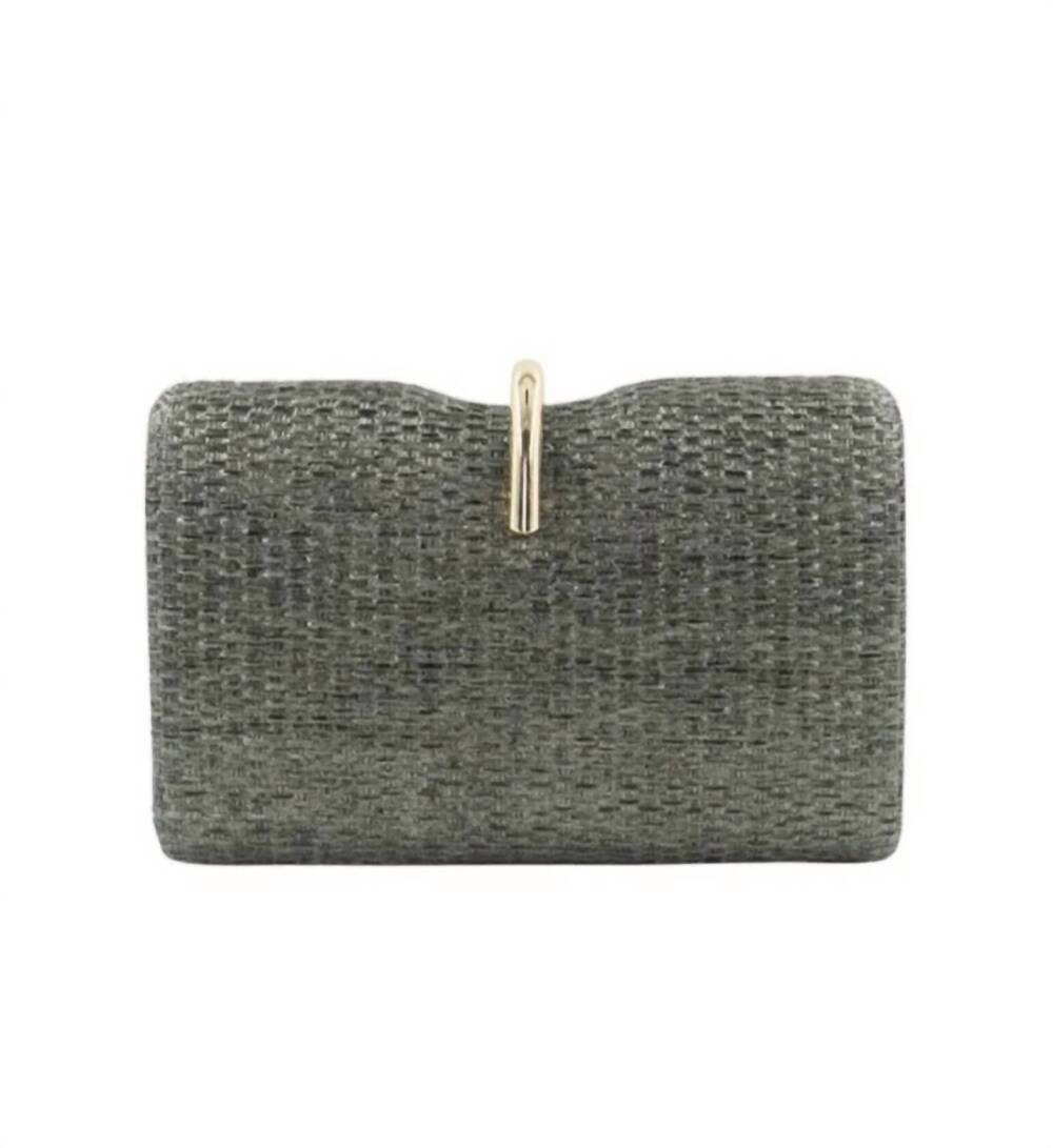 NEW BC HANDBAGS straw clutch in pewter